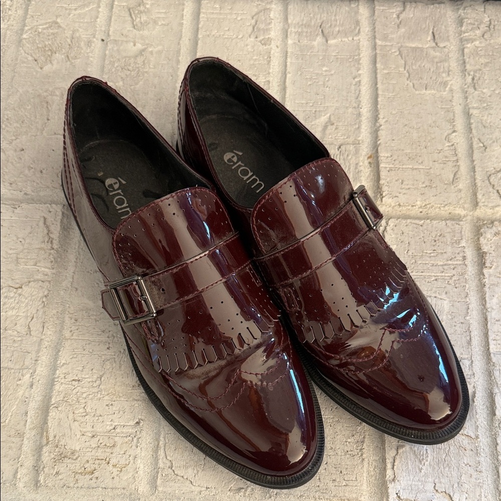 Burgundy Patent Leather Loafers